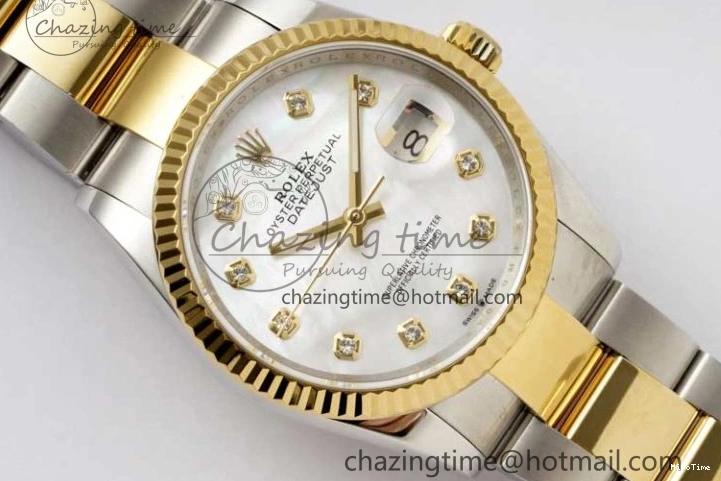 MiroTime 1231 DateJust 36mm SS YG DIWF 1:1 Best Edition 904L Steel White MOP Diamonds Dial on Oyster Bracelet SA Packable 2316